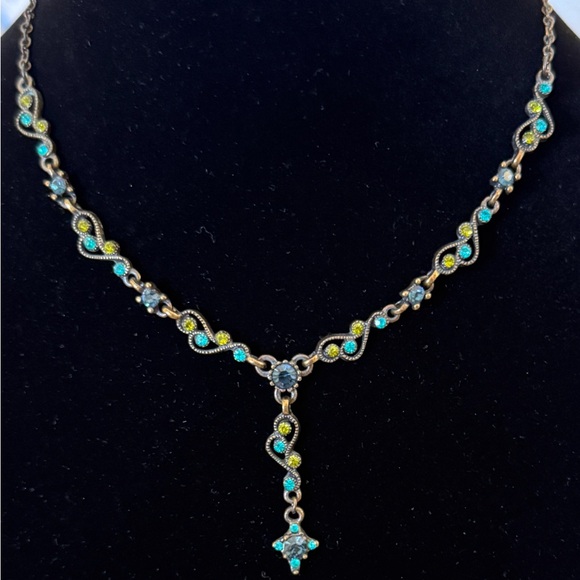 Cookie Lee Blue and Yellow/Green Necklace EUC - Picture 2 of 11